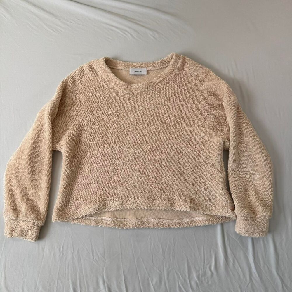Lanston Sport Pink Terry Cloth Pullover Sweater